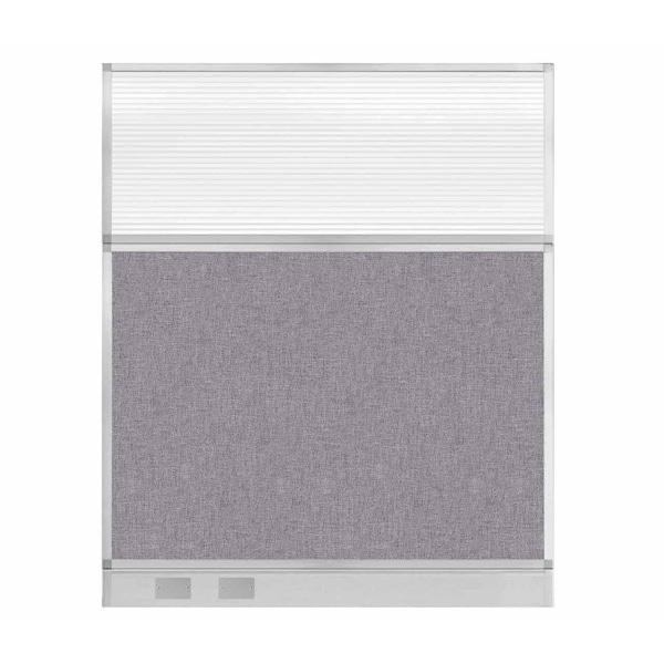Hush Panel Cubicle Partition 5' x 6' Cloud Gray Fabric Clear Fluted Window w/ Cable Channel